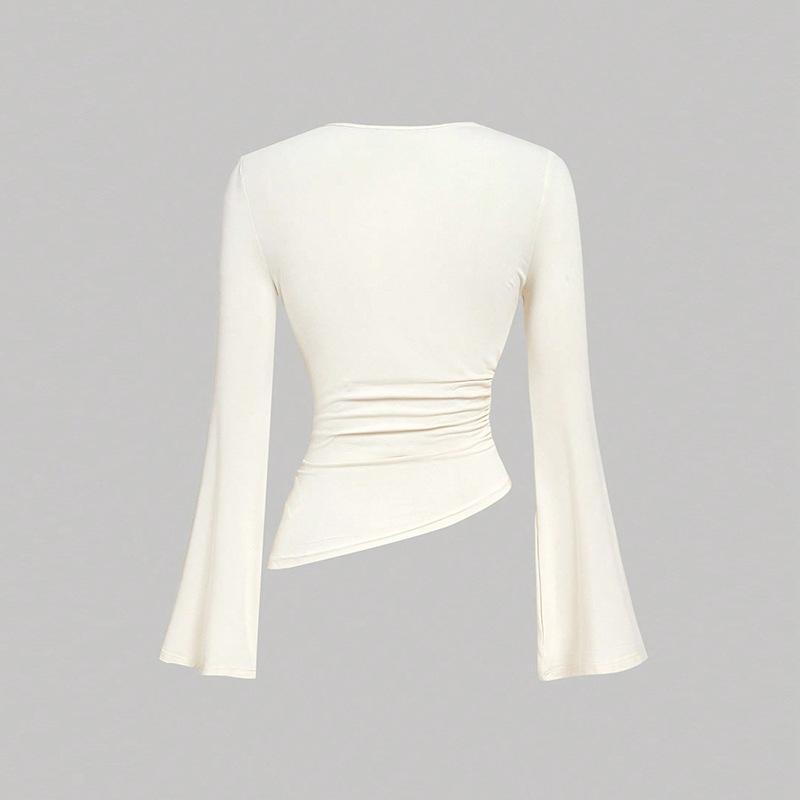 2025 Осень и Зима Новый Темперамент Футболка с Длинным Рукавом Простой Однотонный Топ