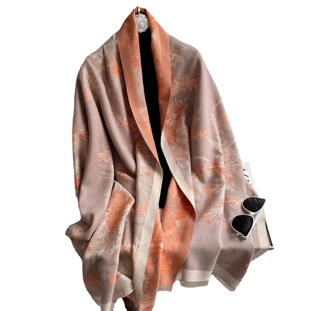 Осенне-зимний шарф женский удлиненный для кондиционированного помещения, шаль из имитации кашемира, декоративный теплый шарф с кисточками