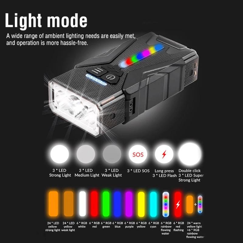 Высокояркий фонарик Перезаряжаемая RGB Складная настольная лампа Клипса Магнитный Портативный Многофункциональный фонарик