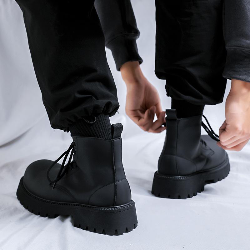 Дерби ботинки Мартин мужские высокие кожаные ботинки локомотив ботинки дышащие увеличивающие рост кожаные ботинки с загнутым носком рабочие ботинки мужские 8267-K