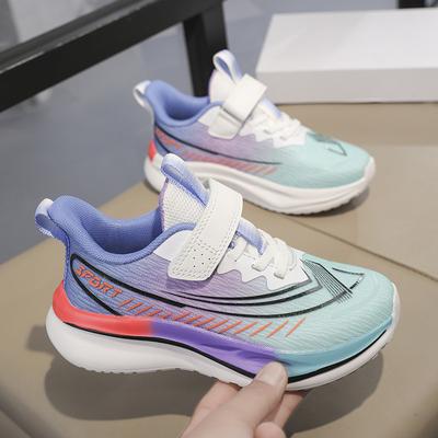 Детские кроссовки Мужские весенне-осенние сетчатые дышащие мягкая подошва износостойкие для детей среднего и старшего возраста на липучке противоскользящие для упражнений