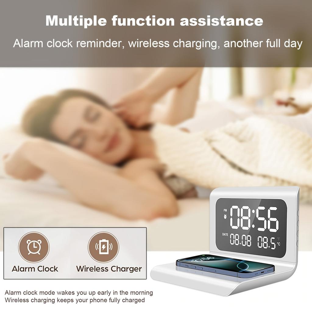 3 in 1 Wireless Charging Station Creative Charging Stand with Clock and Calendar for iPhone 16 15 14 Pro Max Plus