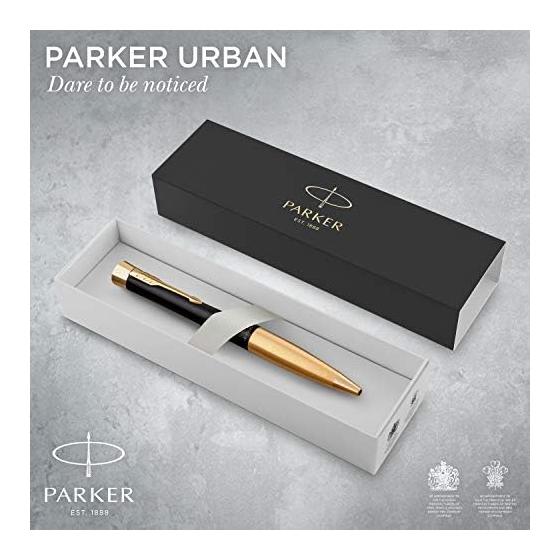 Шариковая ручка PARKER Urban, Матовый черный GT, Средний стержень, Чернила на масляной основе, В подарочной упаковке, Оригинальный продукт S0735820