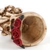 yangyizhi Hear No Evil, Speak See Evil Skull Vase, Resin Ornament with Rose Decor, Halloween Gothic Skeleton Display for Shelf Desk Altar, Horror
