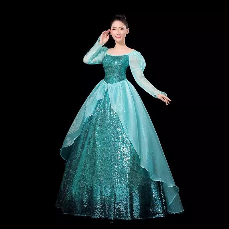 Top Quality Princess Cosplay Costume With Lace up Girl Dress for Adult Women Halloween Birthday Party Dress