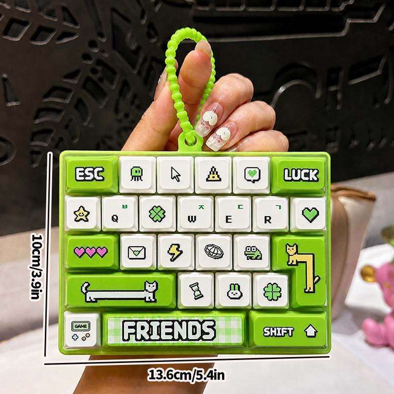 Cartoon Pet Kitty Keyboard Keychain 26-Key Mechanical Keyboard Clicker Decompression Fidget Stress Relief Bag Charm Pendent Gift