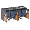 Bin Box Set of 4, Planting Roof, 120-240 Liters, Anthracite, Door in Wood Look incl. Expansion Option (Product does not include built-in trash can)