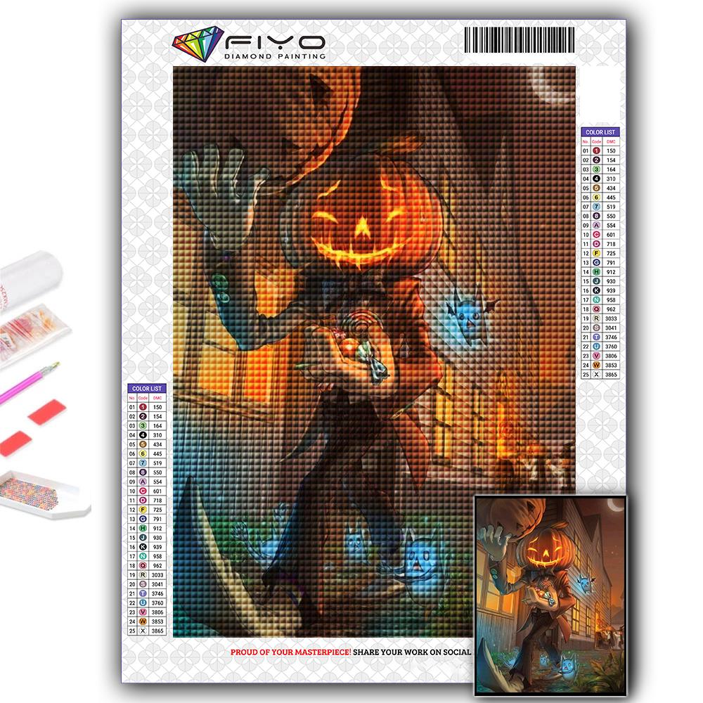 5D Алмазная картина Хэллоуин Страшная голова тыквы Человек DIY Алмазная вышивка Горный хрусталь Украшение дома