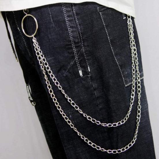 Unisex Multi-layer Anti-Lost Pants Jeans Wallet Pocket Chain Keychain