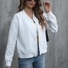 Solid Simple Bomber Jacket, Casual Zip Up Long Sleeve Outerwear, Women's Clothing