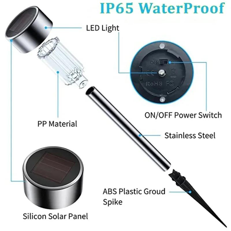 Солнечные уличные фонари, садовые лампы, водонепроницаемые, на солнечных батареях, пейзажные дорожки, уличные для двора, двора, лужайки, патио, декоративные