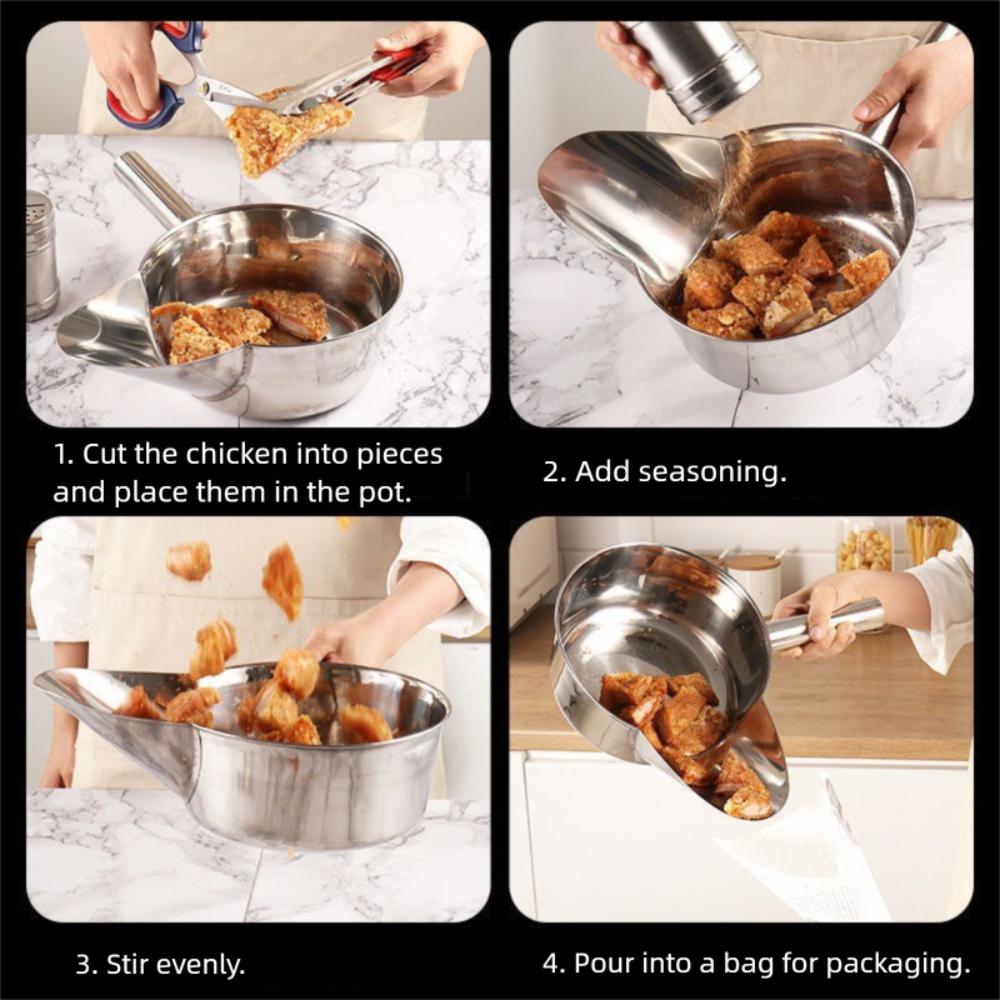 Совок для упаковки из нержавеющей стали Утолченная ложка-черпак с утиным клювом Кухонный гаджет Миска для смешивания жареной пищи Ресторан быстрого питания