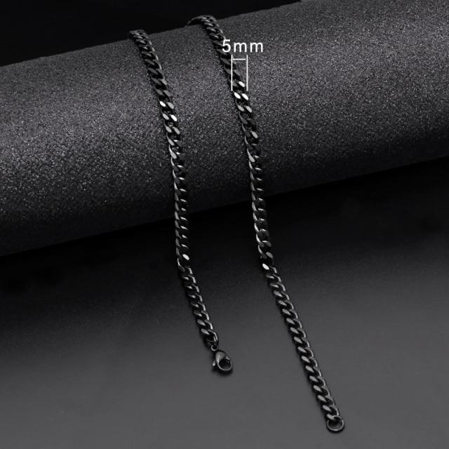 Кубинское звено-цепочка для мужчин и женщин, базовое ожерелье из нержавеющей стали в стиле панк, золото, черный цвет, мужское колье, ювелирные изделия, подарки