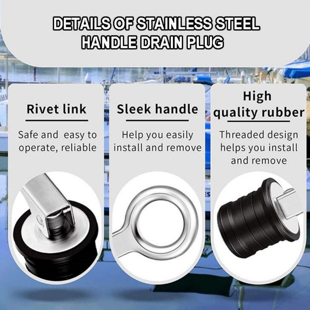 Snap-Handle Drain Plug – 316 Stainless Steel & Brass, Fits 3/4" 1" 1-1/4" Holes, Cam-Lock Marine Boat Drain Plug