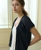 WIOE Satin Dot Ribbon Blouse_Navy