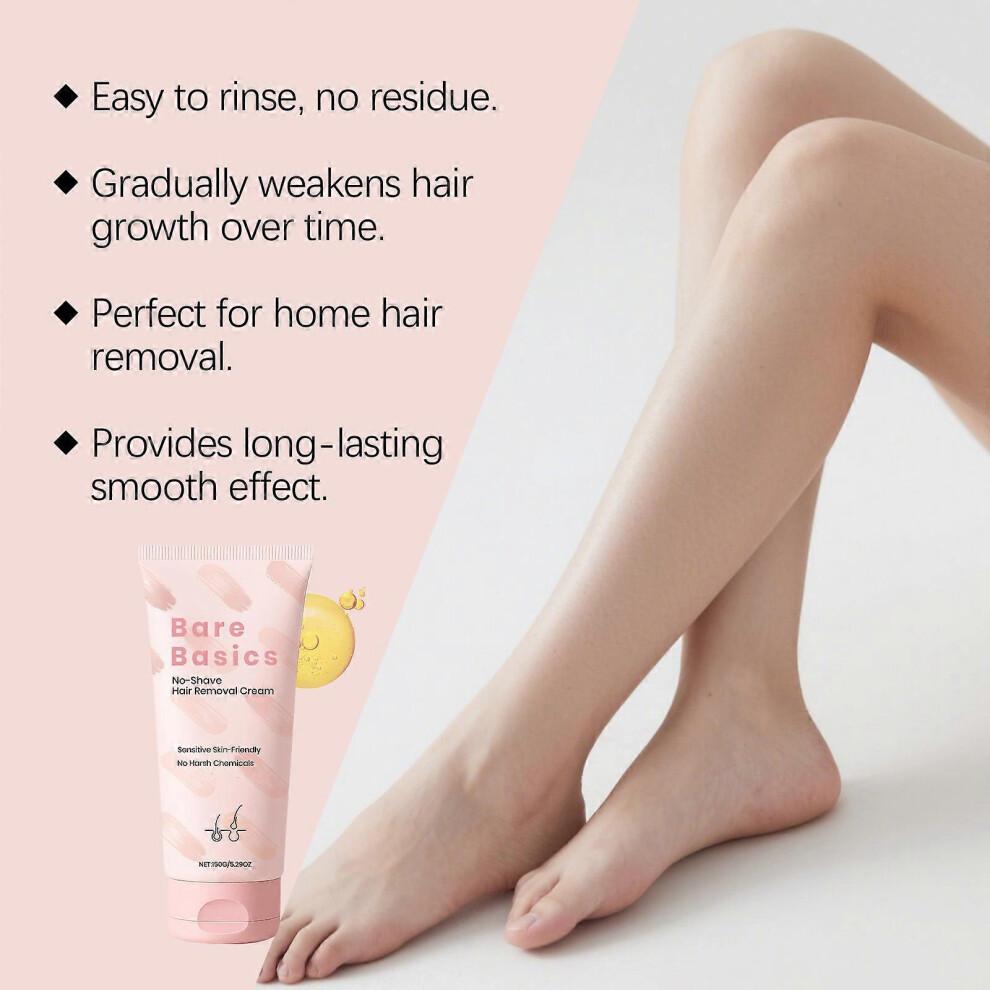 (1pcs)Bare Basics No Shave Hair Removal Cream for Sensitive Skin 150g Fast Gentle Depilatory for Soft Smooth Skin