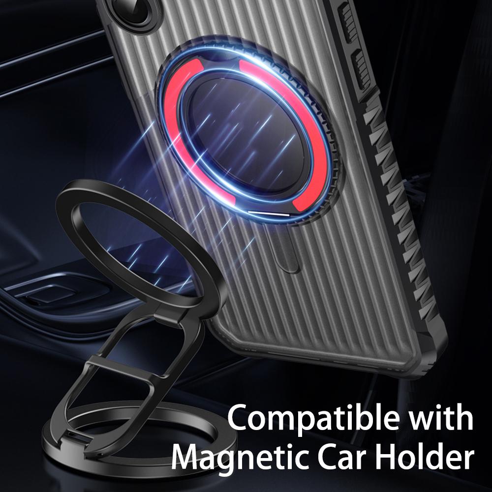 KEYSION 360° Rotating Ring Stand Case for Samsung Galaxy A56 5G A36 A26 A16 4G Matte Transparent Magnetic Shockproof Phone Cover