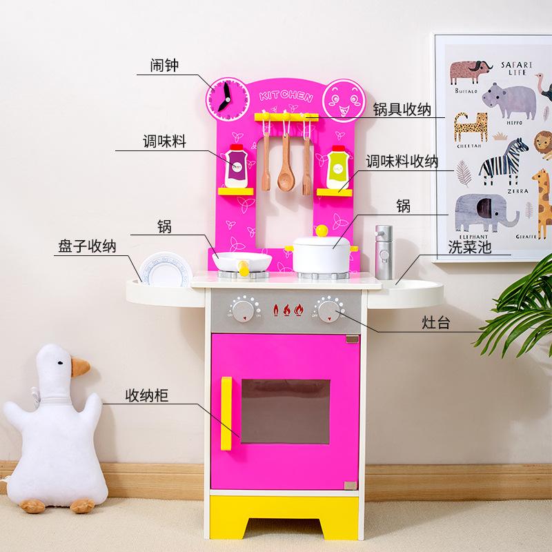 Детские игрушки для дома Деревянная кухня Газовая плита Раковина Моделирование приготовления пищи Кухонные принадлежности Кухонные игрушки