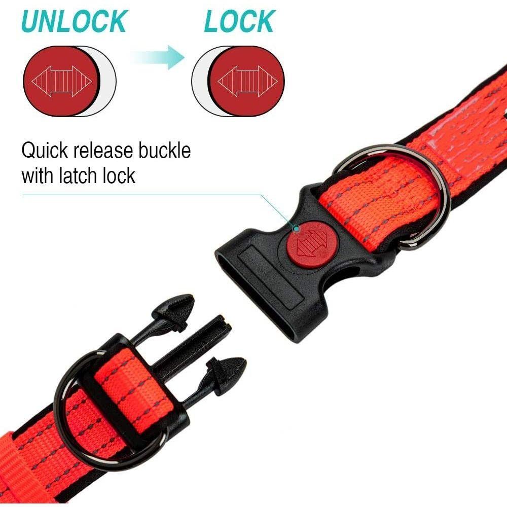 Buckle Nylon Durable Pet Collar Double D Ring Dog Collar Reflective Padded