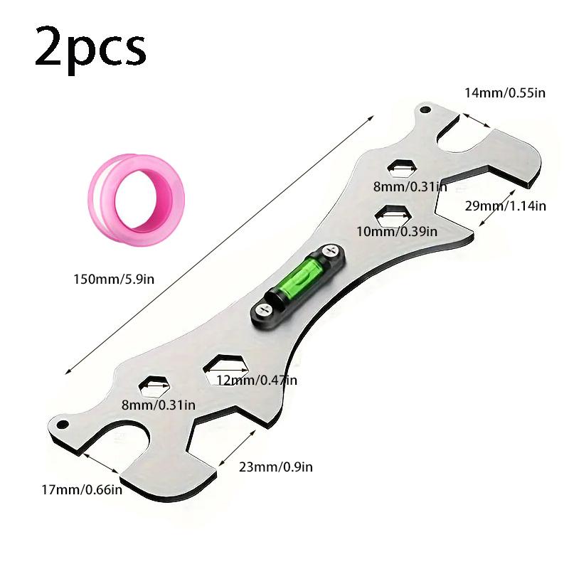 Multifunctional Stainless Steel Bathroom Wrench Tool Shower Installation Hexagonal Level Faucet Angle Ruler Distance Measuring