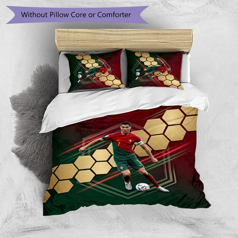 Cristiano Ronaldo Printed Bedding 3 Piece Set Cozy Breathable Bed Cover Set as Housewarming Holiday Gift