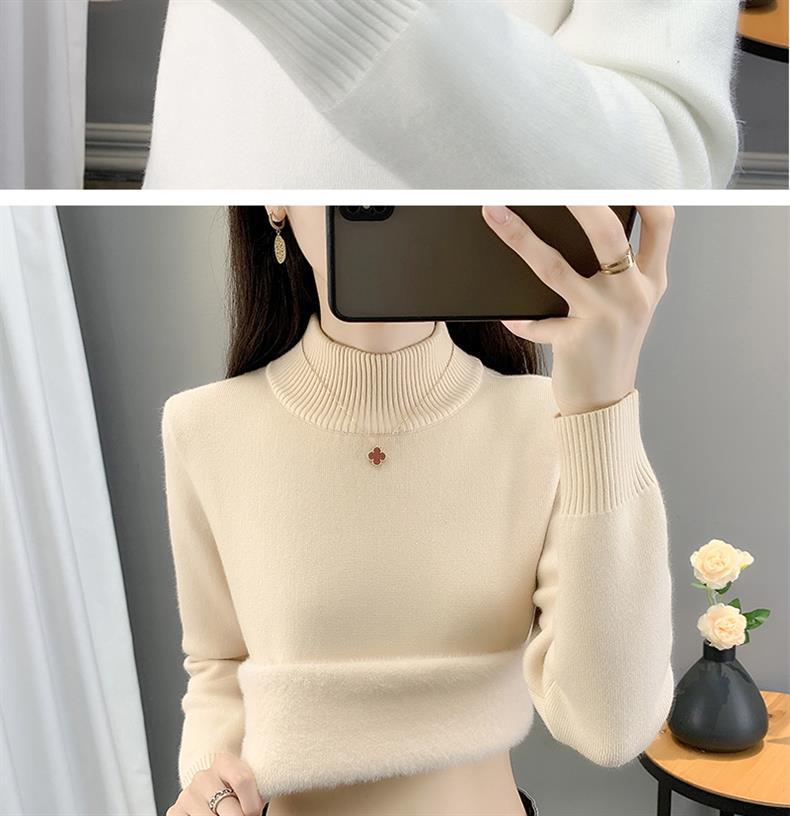 2025 Autumn/Winter Women's Plus Size Knit Fleece Sweater Dress: Slimming, Warm, Stylish Inner Layer