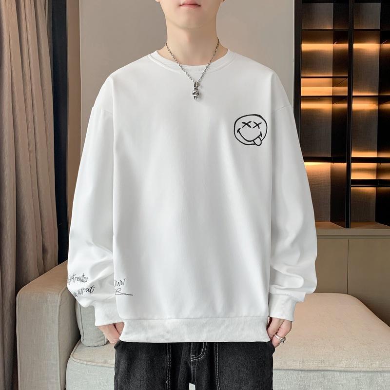 Мужская весенне-осенняя новая нижняя рубашка с длинным рукавом, футболка с круглым вырезом и принтом, большой размер, мужской топ