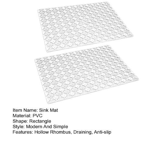 2 шт., 30x40 см, коврик для кухонной раковины, ПВХ, полый ромб, прямоугольник, противоскользящий, режущий, керамический, защита для раковины из нержавеющей стали, дренажная подушка