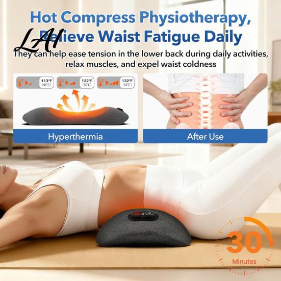 Air Cushion Lumbar Stretcher 3-in-1 Support Lower Back Fusion Pillow Triple Massager with Heat Vibration