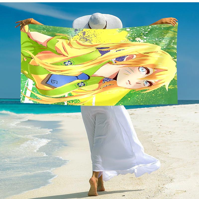 1pc Yellow Cat Schoolgirl Cartoon Quick Dry Microfiber Bath Towel for Swimming Surfing Camping Unisex Holiday. SJT7201187