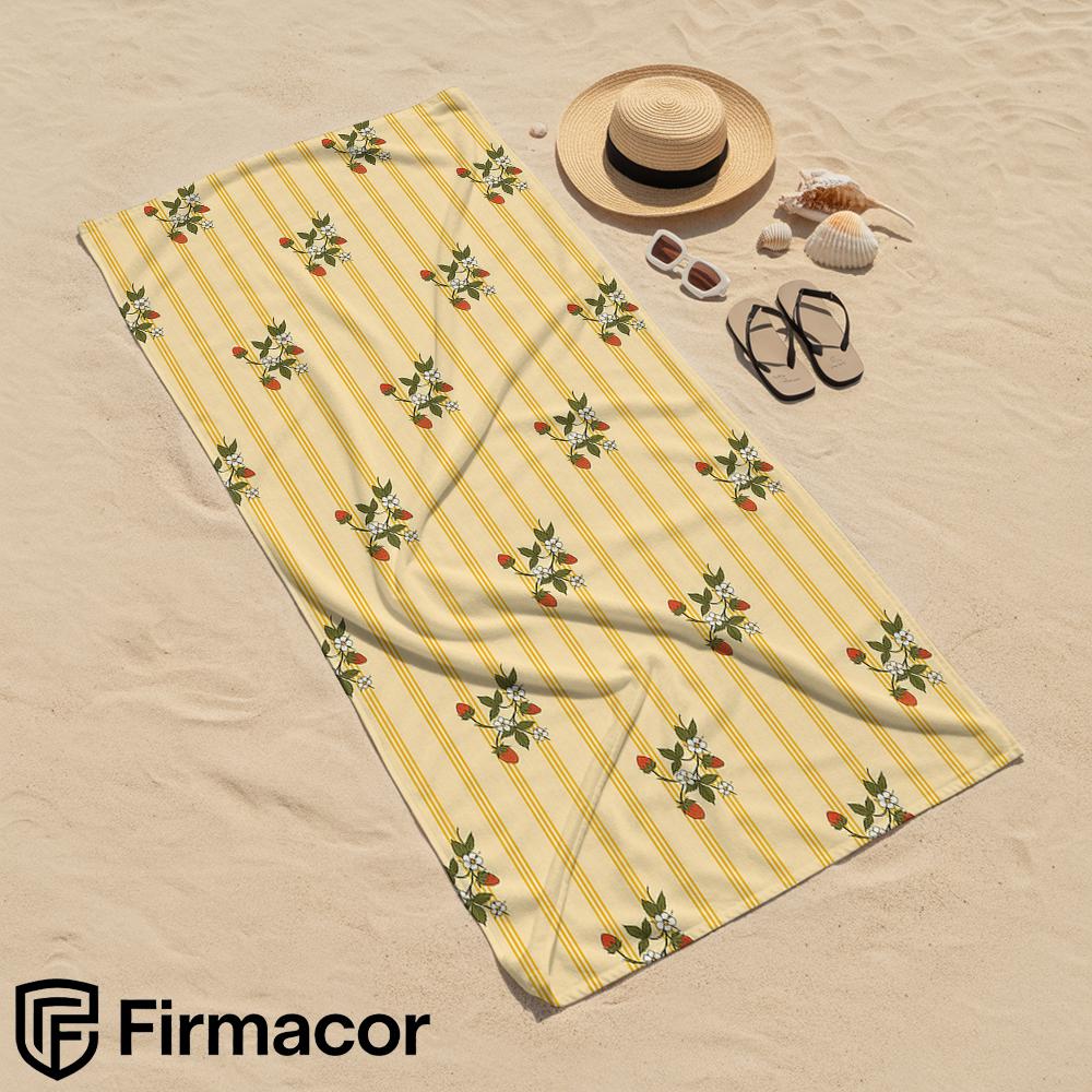 Yellow Tone Strawberry Soft Portable Travel Towel Unisex Ultra Lightweight Microfiber Oversized Sand Free Quick Dry Beach Towel