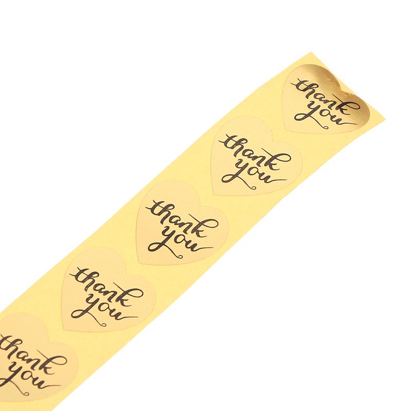 500 Thank You Stickers Mini Diy Craft Gold Heart Shaped Lables Wedding Favour