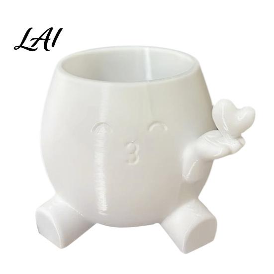 Small Indoor Plant Container Cute Succulents Planter 3D Printed Pot with Hand Holding Heart Niche Desk Accessories for Resin Flower Home Office