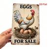 1pc Rooster Fresh Eggs Metal Sign, Rustic Farmhouse Iron Wall Decor, Waterproof Rustproof Hanging Plaque