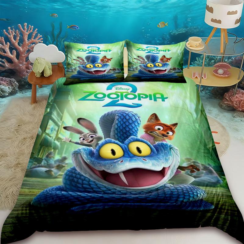 Anime Zootopia Kids Duvet Cover Judy Nick Bedding Set with 2 Pillowcase Skin-friendly Children Bedroom Dormitory Gifts