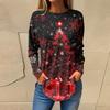 Tee Shirts For Women Fall Casual Long Sleeve Shirts Sweatshirt Vintage Graphic Printing Top Pullover Christmas