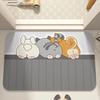 Cute Cat Dog Printed Bathroom Mat Cartoon Super Absorbent Non-Slip Toilet Carpet Waterproof Kitchen Rug for Home Bedroom Decor