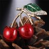 Red Enamel Cherry Metal Brooch Pins Button Brooches Sweater Clip Jewelry