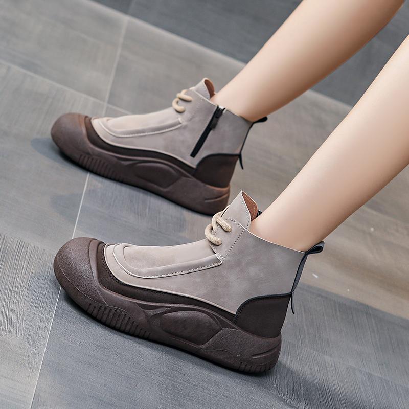 TUINANLE Женская весенняя обувь. Высокие кроссовки на молнии. Черные туфли. Женские прогулочные массивные кроссовки.