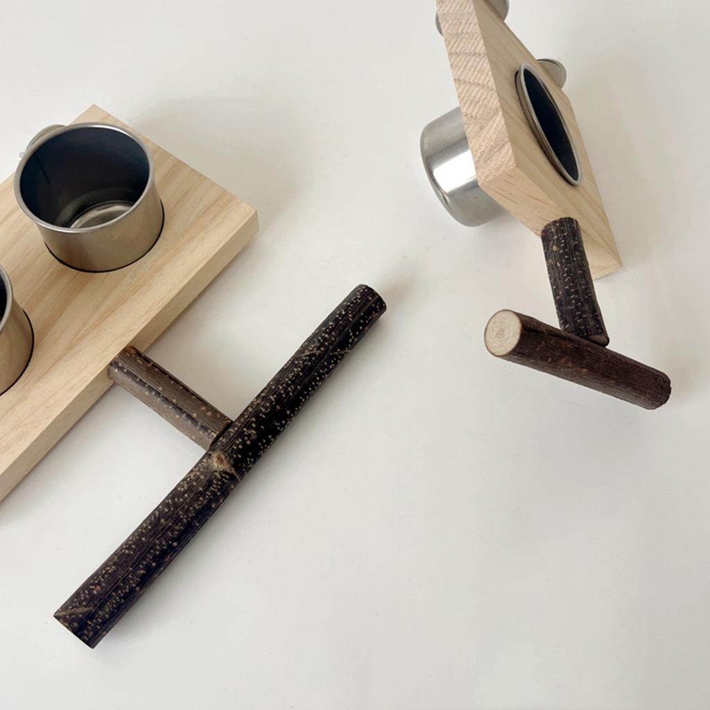 Деревянная жердочка для птиц, стоячая, кормушка для клетки, миска, клетка для попугаев, развлечение, подставка-жердочка для попугаев, миска для еды и воды