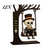 Durable Halloween Yard Ornaments Funny Swing Ornament, Witch/Skeleton/Mummy/Pumpkin Ghost Sitting on Realistic Decor for Home Reading Book Figurine