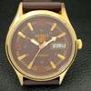 ВОССТАНОВЛЕННЫЕ ВИНТАЖНЫЕ МУЖСКИЕ ЧАСЫ SEIKO 5 AUTOMATIC JAPAN С КОРИЧНЕВЫМ ЦИФЕРБЛАТОМ a433722-2