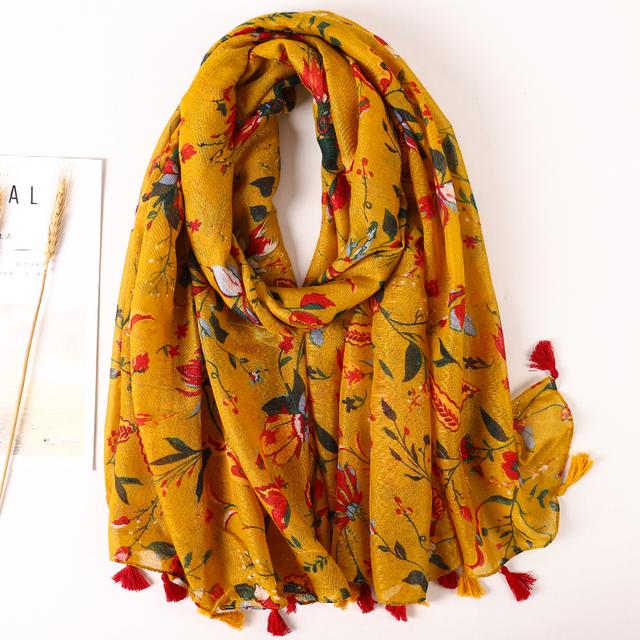 Роскошный брендовый женский хлопковый шарф, модная пляжная шаль с принтом, женские платки с кисточками, арабские хиджабы, глушитель, бандана, парео