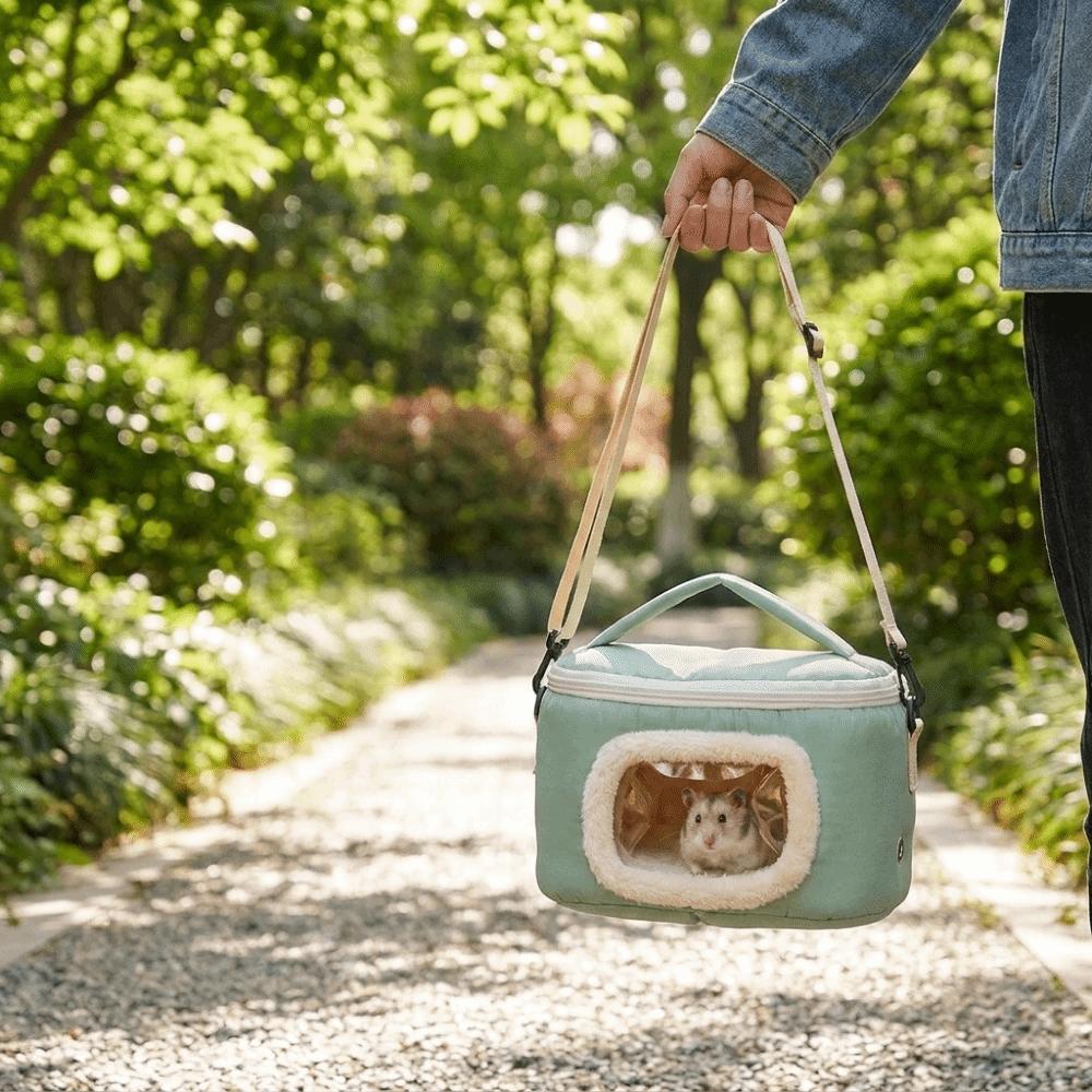 Soft Warm Hamster Carrier Bag Visible Window Small Pet Carrier Rabbit Outing Bag Outdoor Travel