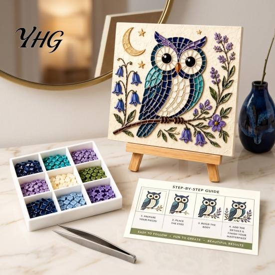 Handmade Home Decor Projects Garden Woodland Mosaic Art Kit, DIY Animal Tile Craft Artistic Gift Ideas Beginner Friendly Crafting Project for Adults,