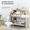 Narrow Shoe Cabinet, 2 Drop-Down Drawers, 8 Pairs, Oak & White