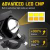 2Pcs Motorcycle Spotlights LED Yellow White Four Mode Strobe 12V Motorcycle Lamp Universal Moto Headlight Spotlights Accessories