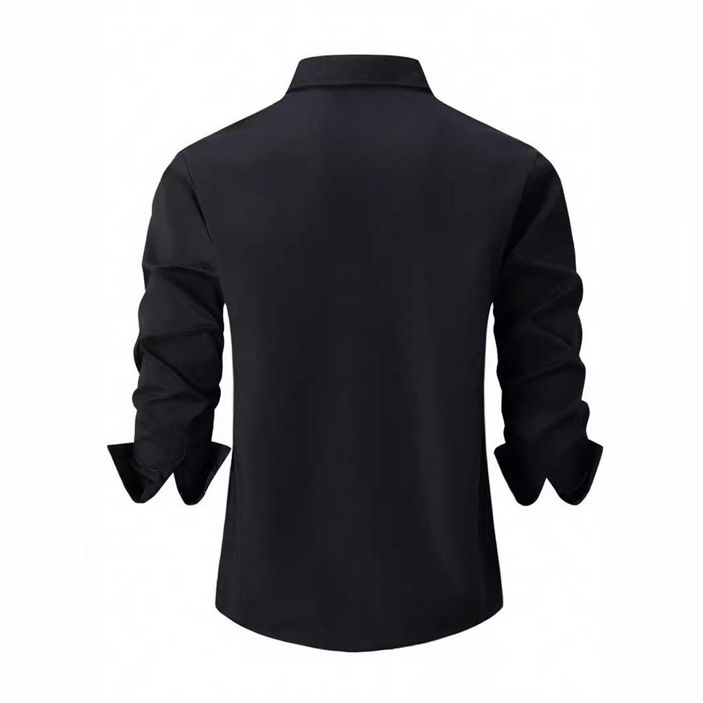 2024 Новая модная мужская рубашка из хлопка на весну и осень, деловая, тонкая, повседневная, с длинным рукавом