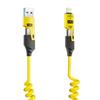 Кабель для быстрой зарядки 4-в-1 мощностью 65 Вт с разъемами USB Type-C и Lightning, телескопическая конструкция с пружиной