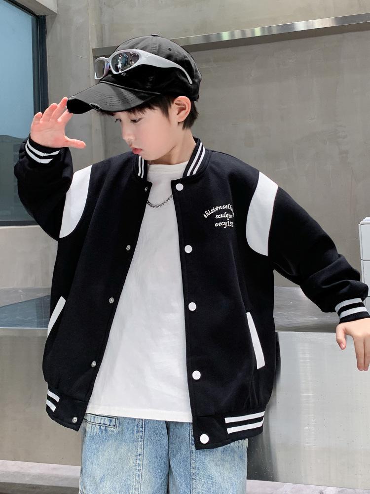 2025 Boys' Trendy Spring/Autumn Baseball Jacket Coat for Big and Middle Children